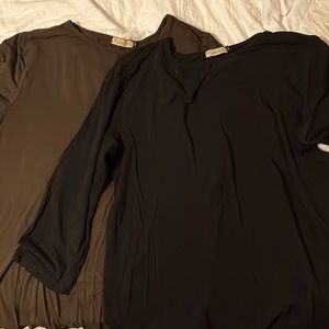 NUGGLES Black and Brown Essential Layering 3/4 Tee